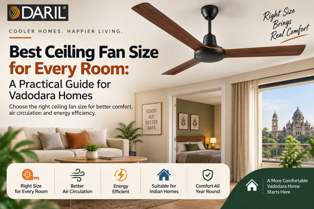 Best Ceiling Fan Size Guide for Every Room in Vadodara Homes